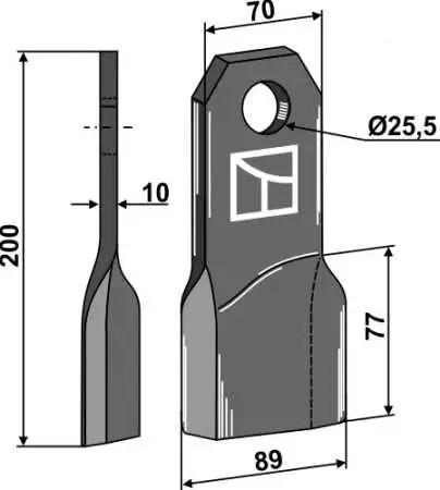 Mulchmesser 200x70mm, rechte Ausführung